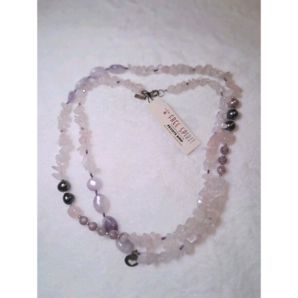 NWT Peyote Bird Free Spirit Gemstones Pearls Chips Bead Mix Long Necklace 34" - Picture 10 of 12